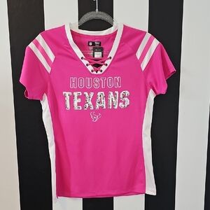 Houston Texans Pink and White Lace-Up Tee